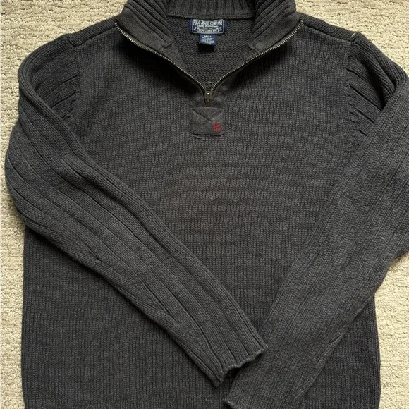 Vintage Polo Ralph Lauren MFG RL 1/4 Zip Sweater Mens M Charcoal Quarter Zip - Picture 4 of 6